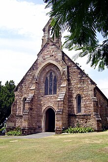 Anglikanische Kirche St. Mary, Kangaroo Point, Brisbane, Westfront (2009-01-29) .JPG
