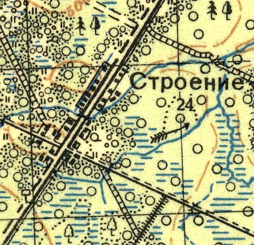 План деревни Строение. 1939 год