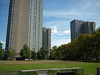 View of superblock from 40th St. Superblock-Highrises.JPG
