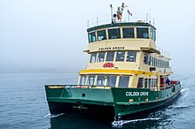 The Darling Harbour service is usually operated by First Fleet class ferries, such as the Golden Grove Sydney Ferry Golden Grove.jpg