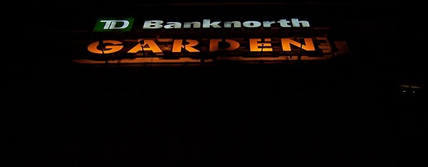 TD Banknorth Garden signage at night (2007)