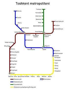 Metrokaart Tasjkent 2023