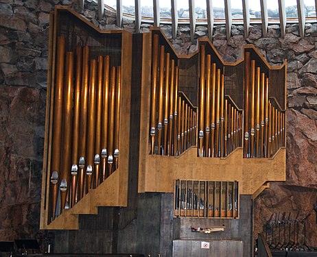 Temppeliaukio Church in Helsinki, Finland. The Church is hollowed out of solid rock.