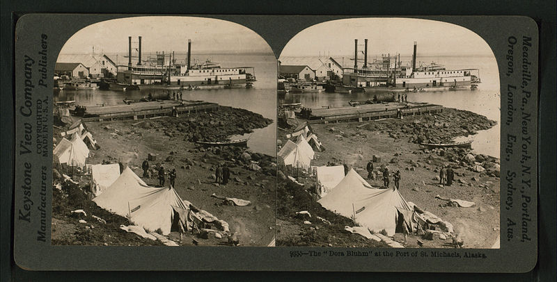 File:The "Dora Bluhm" at the Port of St. Michaels, Alaska, by Keystone View Company.jpg