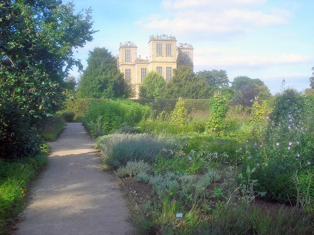 Herb garden at Hardwick Hall, Derbyshire, England, originally planted in the 1870s by Lady Louisa Egerton, recreated by the National Trust, largely fo