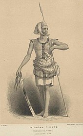 A 19th-century illustration of an Iranun pirate The Iranun (Ilanun) Moro 'pirate'.jpg