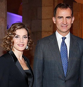 Dronning Letizia og kong Felipe VI elleve år efter deres ægteskab, i 2015.