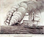 Entstehung der Insel Sabrina vor Ginetes, Zeichnung von Lt. John William Miles von der britischen HMS Sabrina (Juni 1811)