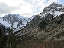 Ice Box (right) from trail to Ice Lakes, (Peak 7919 to left) Trail to Ice Lakes.jpg