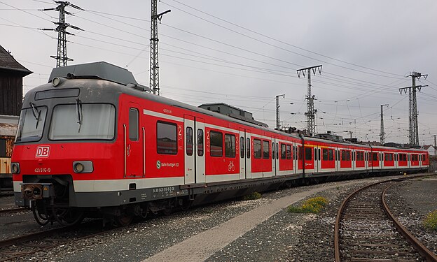 A retired train on display in the open-air section of the DB Museum Nürnberg