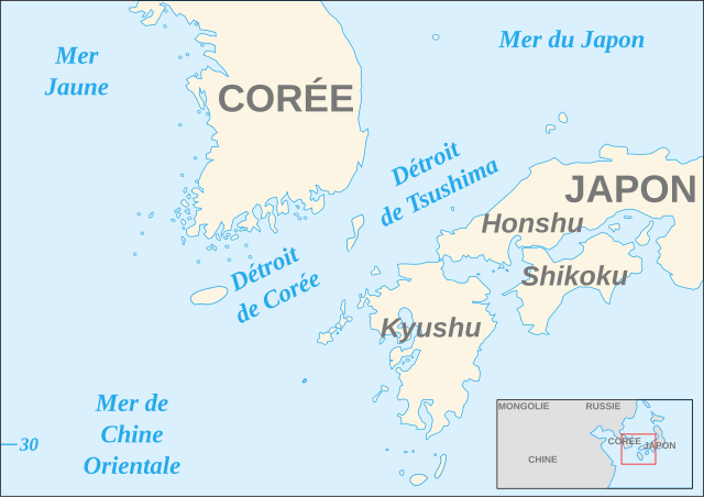 Localización de las islas en el estrecho de Corea