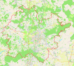 Mapa konturowa Tuły, w centrum znajduje się punkt z opisem „Dworzec Moskiewski”