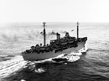 USS Gilliam (APA-57) underway at sea on 28 July 1944 (80-G-242729).jpg