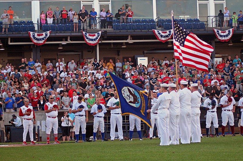 File:US Navy 110621-N-ZL585-498 A color guard assigned to Navy Operational Support Center (NOSC) Rock Island, Ill., parades the colors during opening ce.jpg