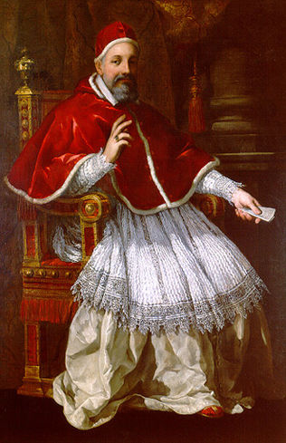 Papst Urban VIII. auf einem Porträtgemälde von Pietro da Cortona