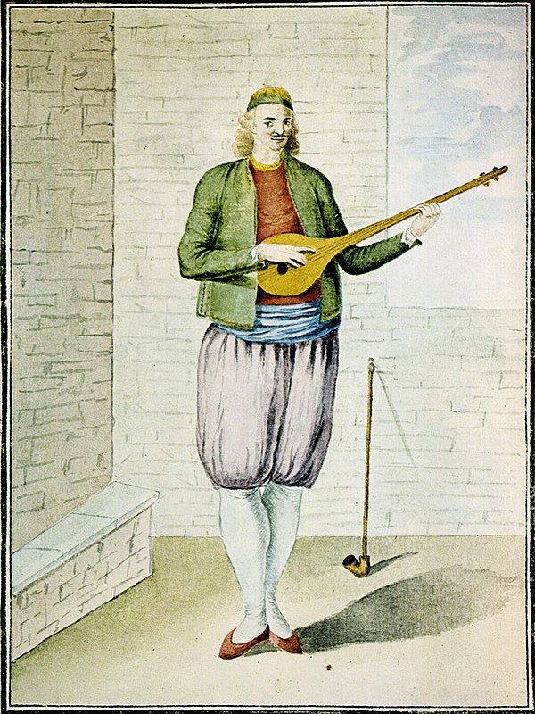 Greek playing tambouras, 18th-century painting