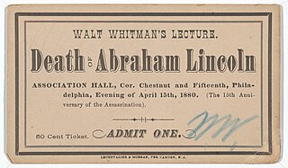 Walt Whitmans lectures on Abraham Lincoln Series of lectures between 1879 and 1890