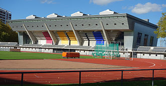 Wankdorfhalle, northeast side and grounds Wankdorfhalle NE 2015.jpg