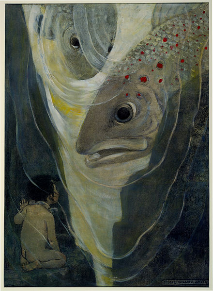 "Oh, don't hurt me!" cried Tom. "I only want to look at you; you are so handsome." Illustration by Jessie Willcox Smith (c. 1916); charcoal, water, an