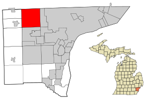 Wayne County Michigan Incorporated and Unincorporated areas Livonia highlighted.svg