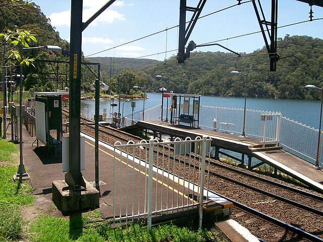 Wondabyne railway station is a request stop, located north of Sydney.