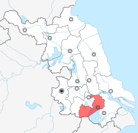 Location of Wuxi in the province Wuxi locator map in Jiangsu.svg