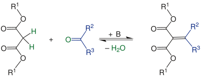Reaktionsschema der Knoevenagel-Reaktion
