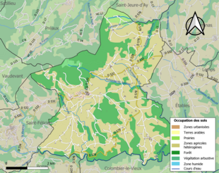 Carte en couleurs présentant l'occupation des sols.