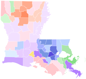 1979 Louisiana gubernatorial election first round results map by parish.svg
