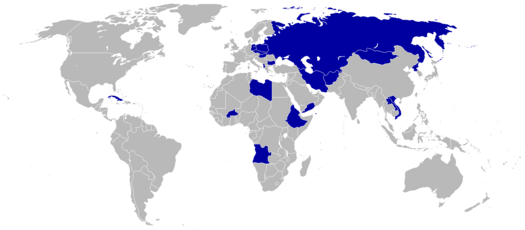 Countries that boycotted the 1984 Summer Olympics are shaded blue 1984 Summer Olympics (Los Angeles) boycotting countries (blue).png