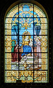 Église Saint-Georges (Vesoul) : Chapelle Sainte-Anne : Vitrail sur le thème de l'Education de la Vierge.