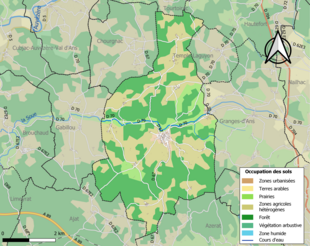 Kolorowa mapa przedstawiająca użytkowanie gruntów.