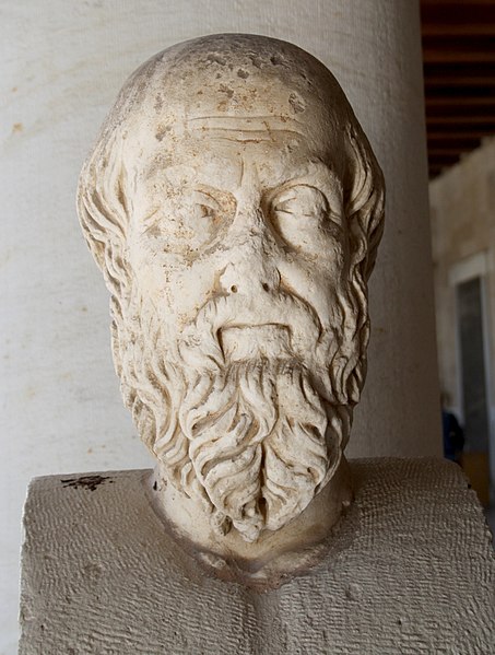 Bust of Herodotus in Stoa of Attalus, one of the earliest nameable historians whose work survives.