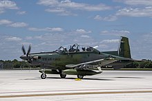 An AT-6E Wolverine operated by 81st FS pilots on loan to the 23rd Wing at Moody AFB in 2022