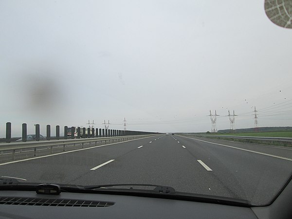 A3 motorway near Snagov. The subsection between Bucharest and Moara Vlăsiei is the only motorway in Romania that currently has three lanes in each dir