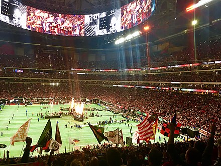 Pyrotechnics display during Atlanta United's trophy ceremony following the 2018 MLS Cup final