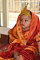 A little girl dressed up like Godess Durga in Navratri
