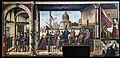 Vittore Carpaccio, 1495-1500.L'arrivée des ambassadeurs anglais chez le roi de Bretagne, Vie de sainte Ursule. Huile sur toile 2,75 × 5,89 m Accademia