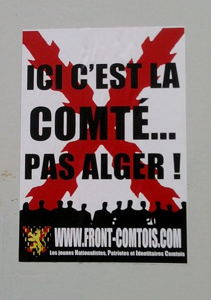 File:Affichette « ici c'est la Comté, pas Alger » du Front Comtois.jpg