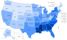 African American by state in the USA in 2010.svg