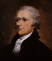 Formal portrait of Alexander Hamilton, part of a dual image of Jefferson and Hamilton