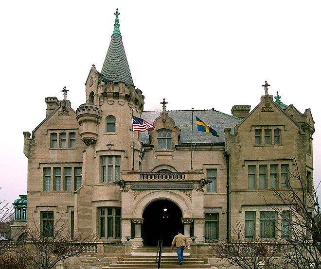 Minneapolis, Minnesota has the largest concentration of Swedes outside Sweden. The city is home to the American Swedish Institute (pictured).