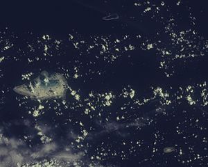 Ashmore and Cartier Islands and Hibernia Reef as seen from Skylab station (mission SL-4)