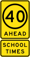 (R4-V108) 40 km/h Speed Limit Ahead (School Times) (used in Victoria)