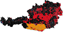 Map showing the results of the election on the municipal level