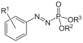 Deutsch: Allgemeine Struktur der Azophosphonate English: Generic structure of azophosphonates