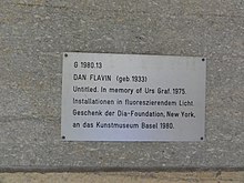 Plaque for Untitled (In memory of Urs Graf)