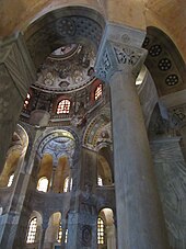 Minas Tirith's towering stone hall of Ecthelion has been compared to Ravenna's 6th century Basilica of San Vitale. Basilica di San Vitale dentro.jpg