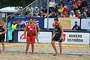 Deutsch: Beachhandball Europameisterschaften 2019 (Beach handball Euro); Tag 6: 7. Juli 2019 – Spiel um Platz Drei, Männer, Ungarn-Russland 2:0 (26:20, 23:22) English: Beach handball Euro; Day 6: 7 July 2019 – Men's Bronze Medal Match – Hungary-Russia 2:0 (26:20, 23:22)