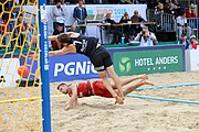 Deutsch: Beachhandball Europameisterschaften 2019 (Beach handball Euro); Tag 6: 7. Juli 2019 – Spiel um Platz Drei, Männer, Ungarn-Russland 2:0 (26:20, 23:22) English: Beach handball Euro; Day 6: 7 July 2019 – Men's Bronze Medal Match – Hungary-Russia 2:0 (26:20, 23:22)